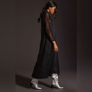 Anthropologie Let Me Be Sheer Lace Dress Set Size XXS